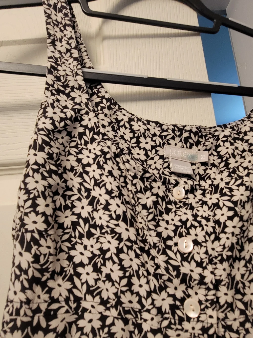 J. Crew Black & White Floral Tank Mini Dress